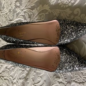 Kate Spade black and silver glitter pumps